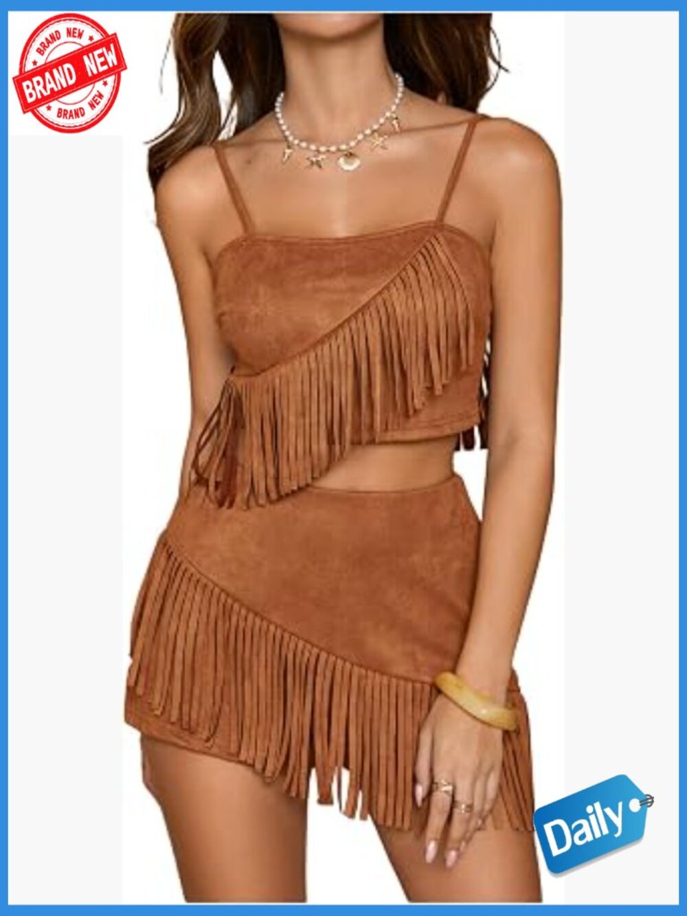 Suede Fringe Cami Top and Shorts Cowgirl Set Sleeveless 2 Piece